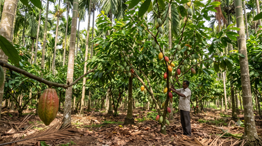 cocoa intercrop in arecanut